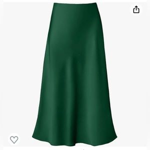 Women's Satin High Waist A Line Midi Skirt Green